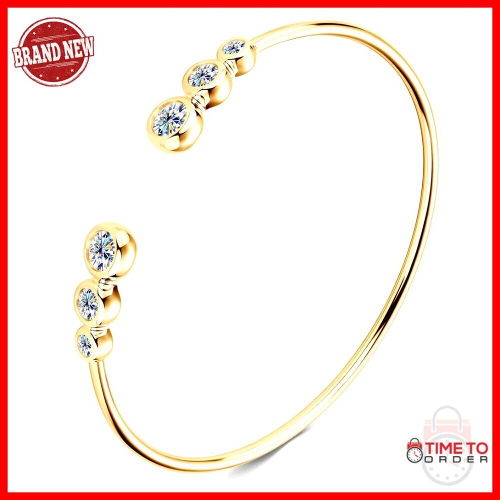 Moissanite Cuff Bangle Bracelet 925 Sterling Silver 7" Fit Women's Gift